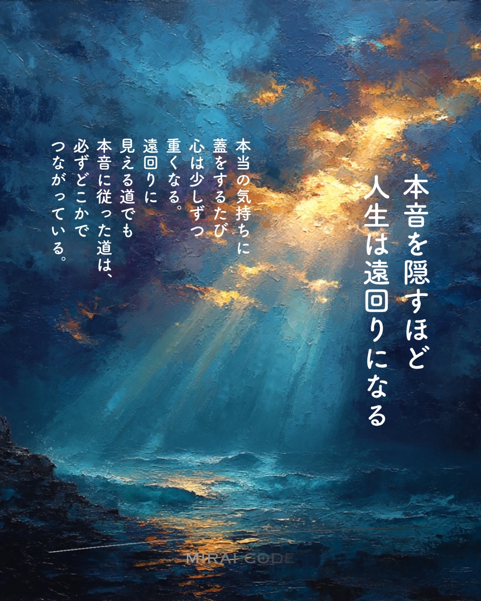 本音を隠すほど人生は遠回りになる